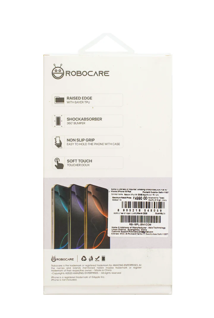 Robocare iPhone 16 Plus MagSafe 3-in-1 Protective Combo Case with Camera Lens Guard and Screen Protector - Image 2