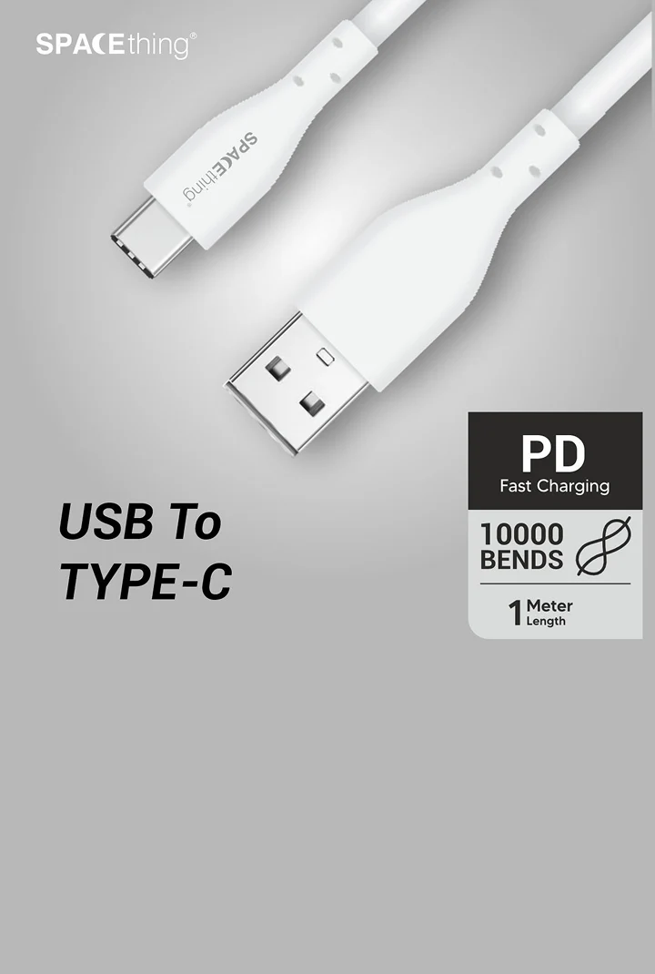 SPACEthing Flash 44W Wall Charger with USB to Type-C Cable – White - Image 4