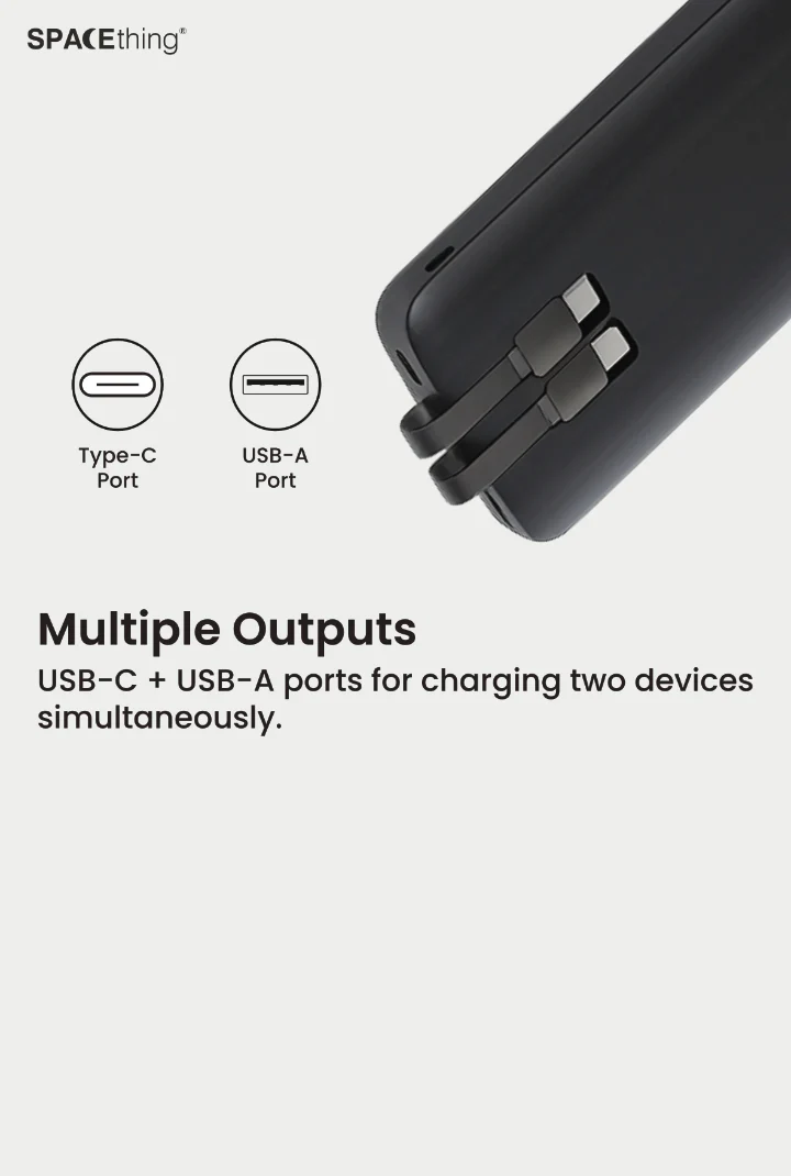 SPACEthing Nairo 3-in-1 10000mAh PD 22.5W Power Bank - Image 4