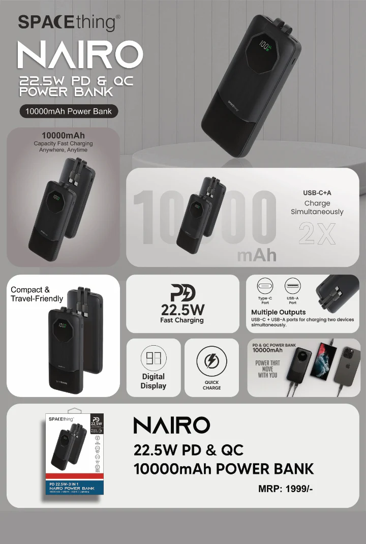 SPACEthing Nairo 3-in-1 10000mAh PD 22.5W Power Bank - Image 6