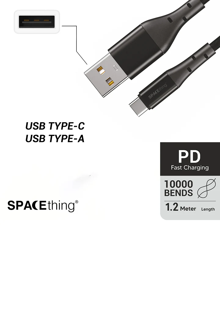 SPACEthing Swift USB to Type-C Cable 1.2m – Black - Image 5